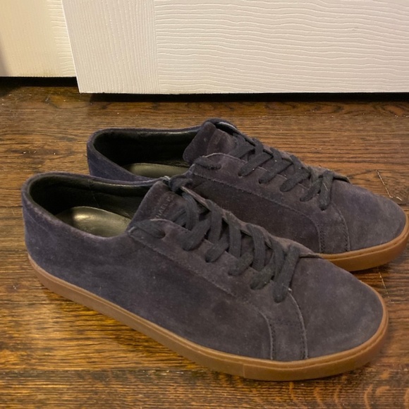 Michael Kor's Navy Suede Low Top Sneakers - Picture 1 of 4